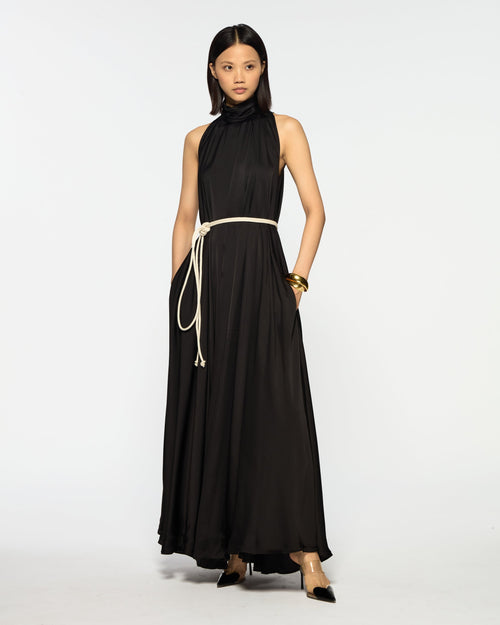 Onyx Draped Maxi Dress