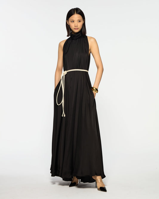Onyx Draped Maxi Dress