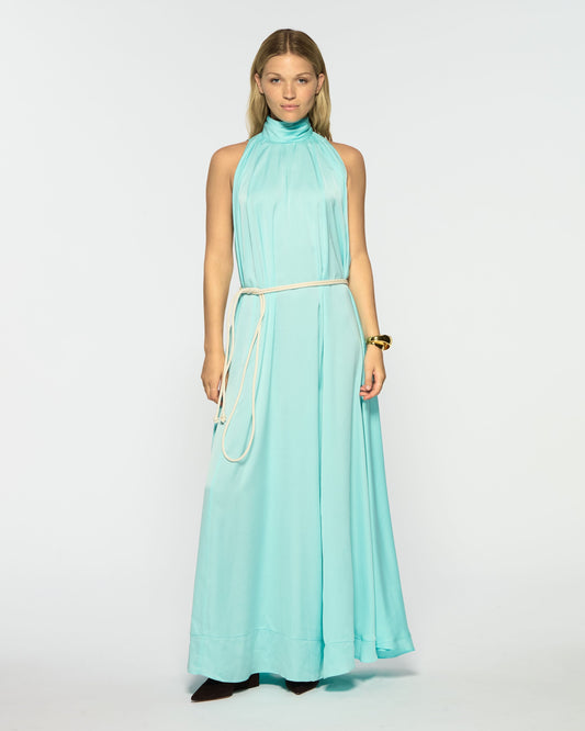 Aqua Draped Maxi Dress