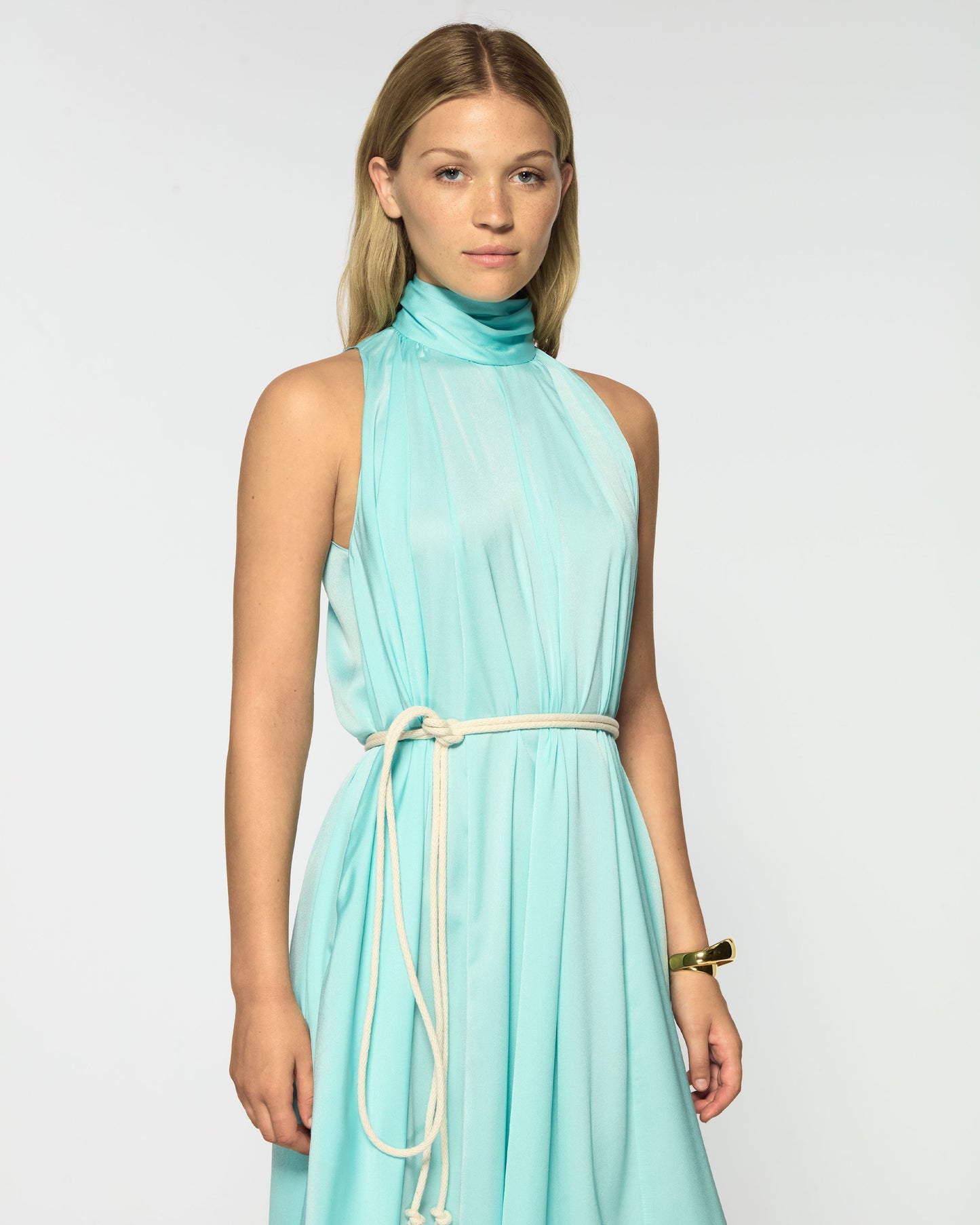 Aqua Draped Maxi Dress