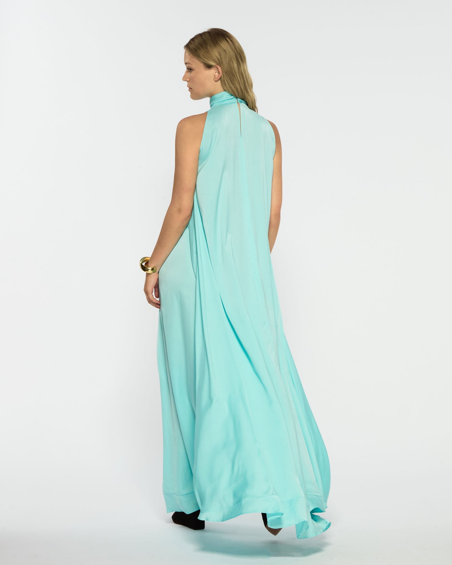 Aqua Draped Maxi Dress