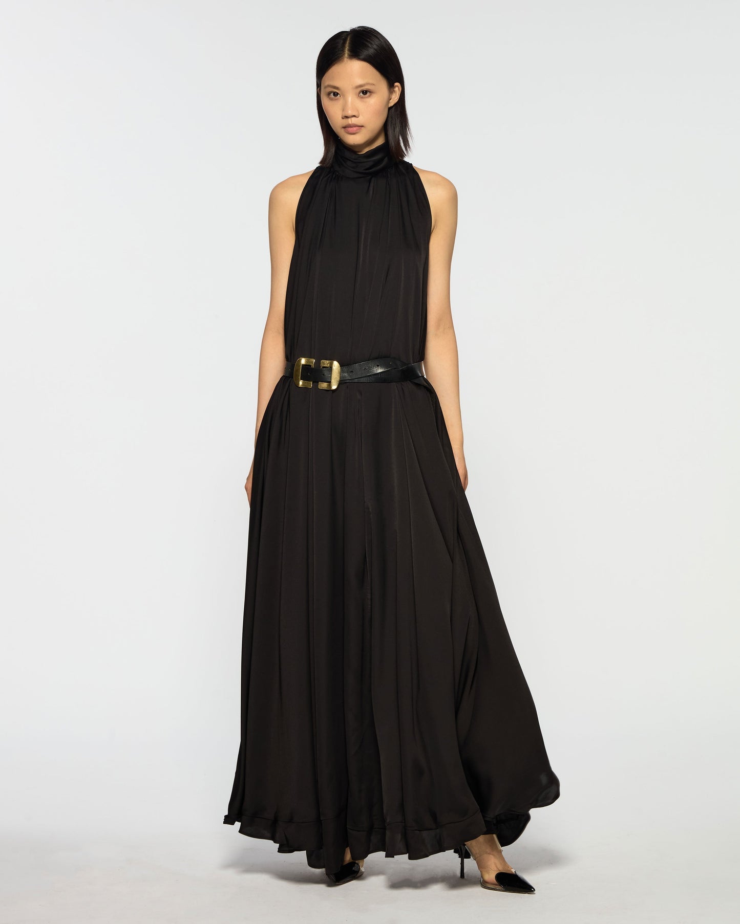 Onyx Draped Maxi Dress