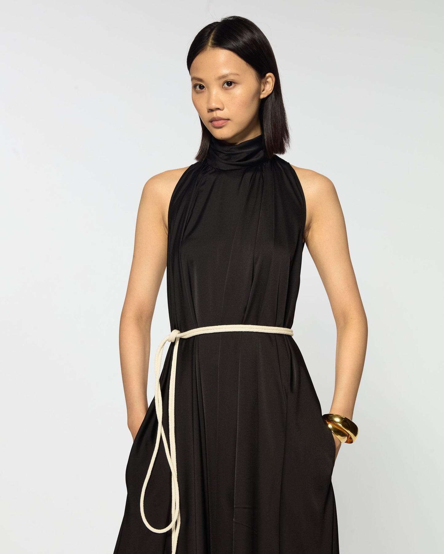 Onyx Draped Maxi Dress