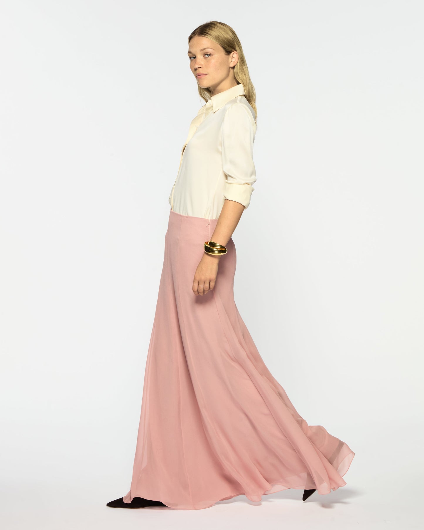 Valeria Silk Georgette Skirt – Liqueur