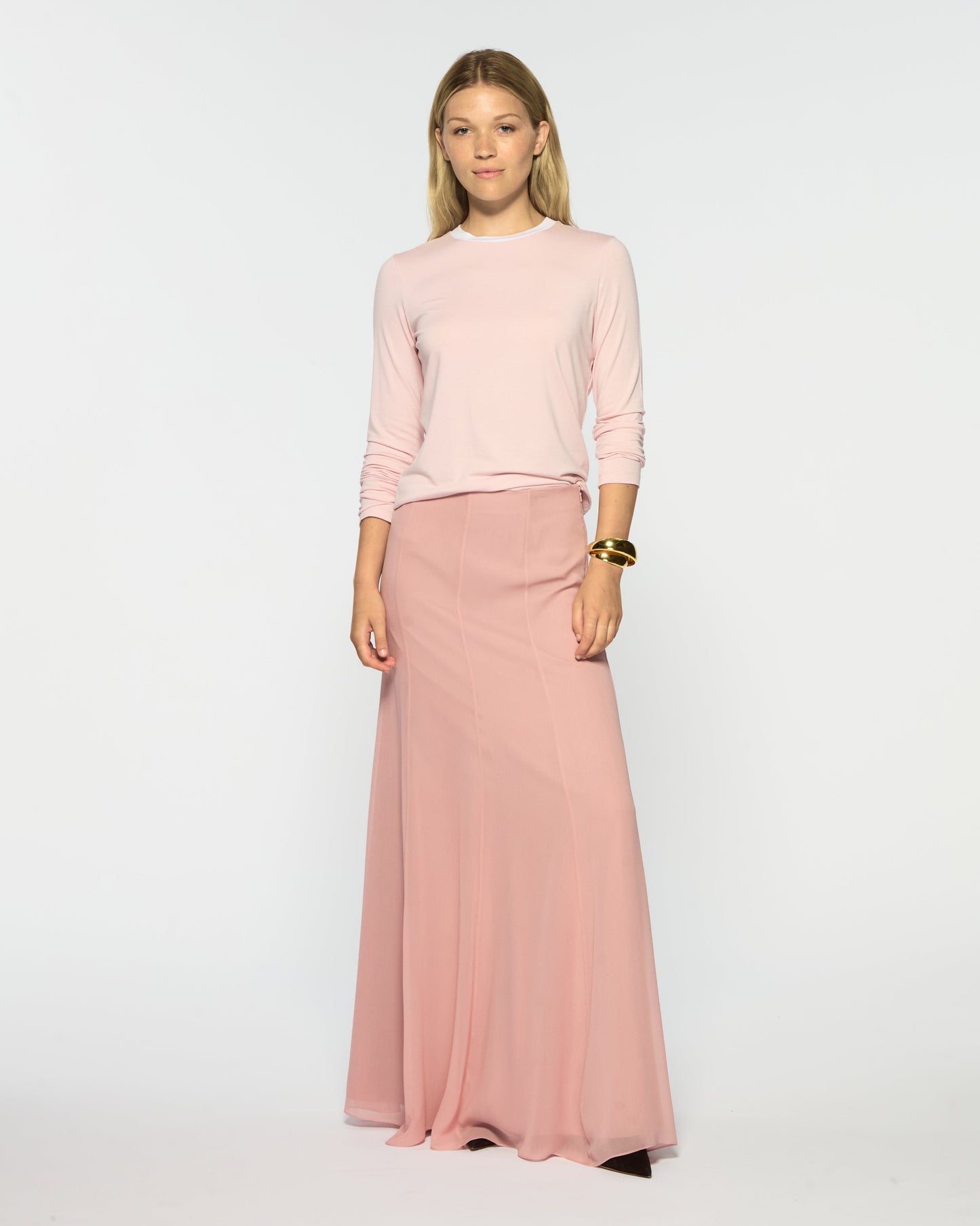 Valeria Silk Georgette Skirt – Liqueur