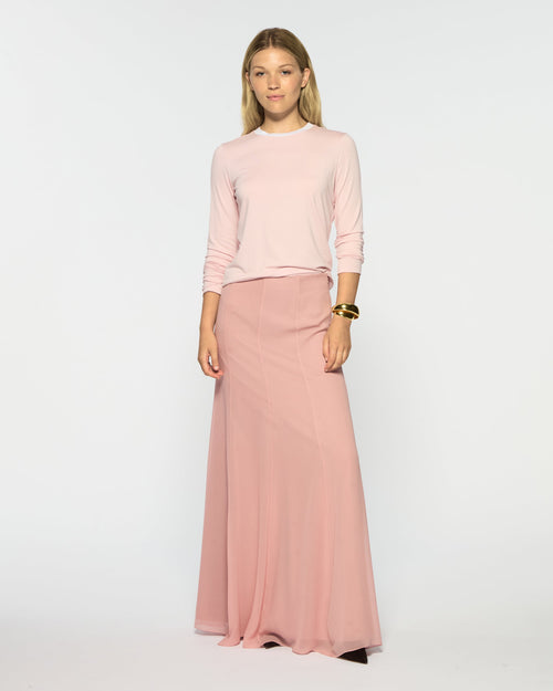 Valeria Silk Georgette Skirt – Liqueur