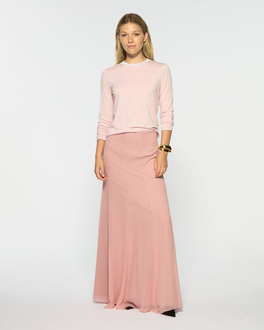Valeria Silk Georgette Skirt – Liqueur