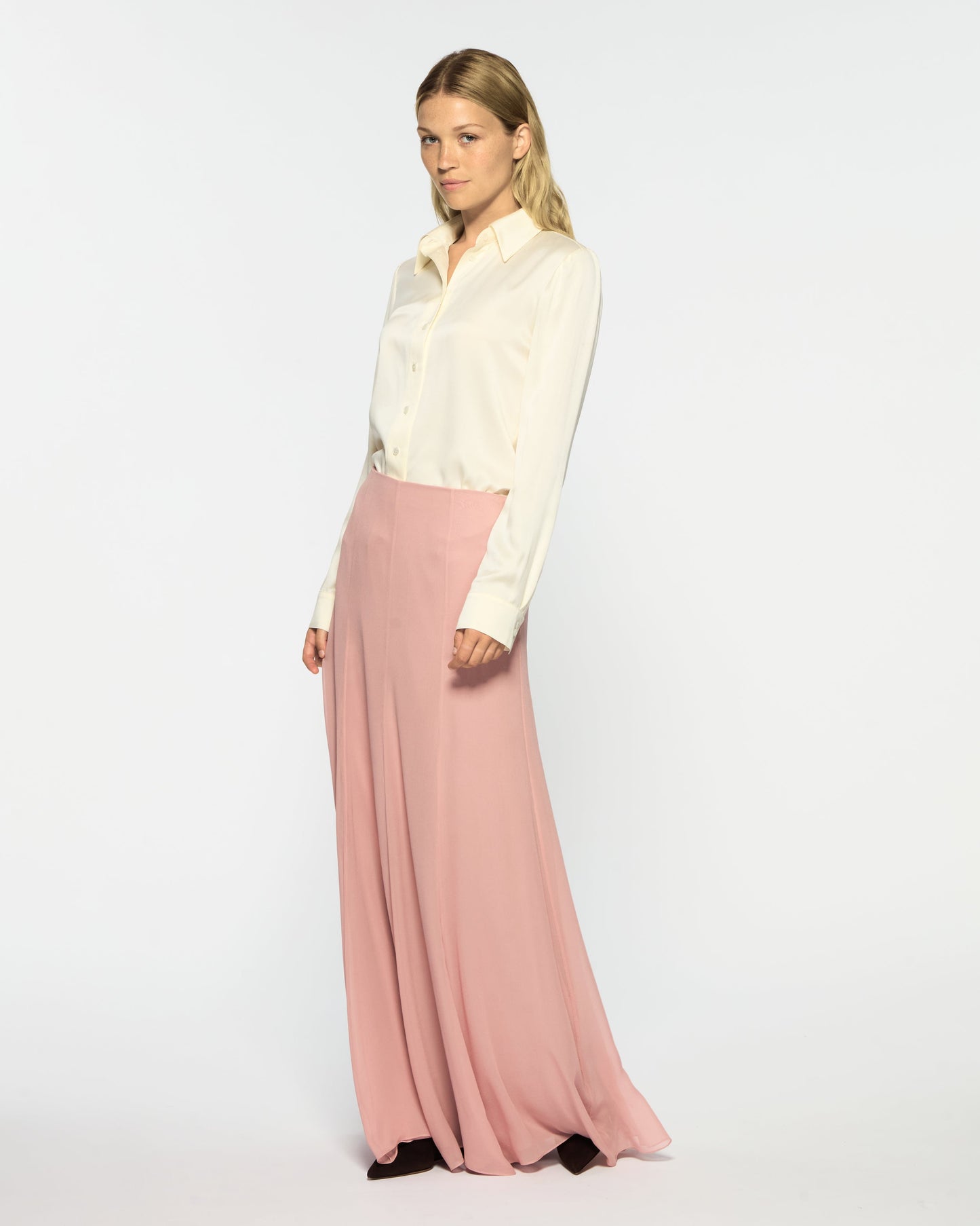 Valeria Silk Georgette Skirt – Liqueur