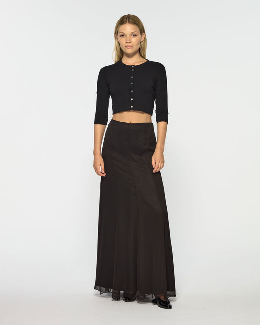 Valeria Silk Georgette Skirt – Black
