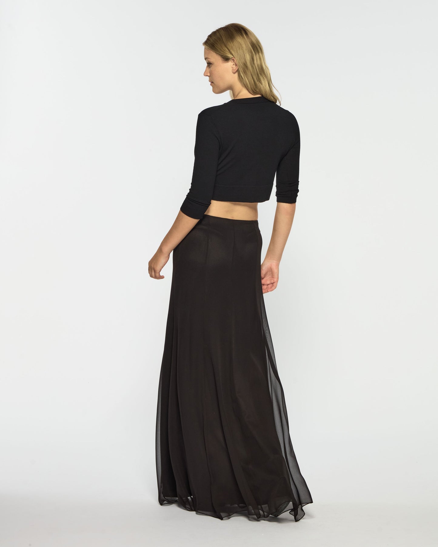 Valeria Silk Georgette Skirt – Black