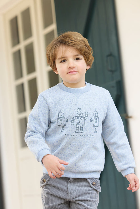 Sweatshirt - Blue Greye Illustration robots