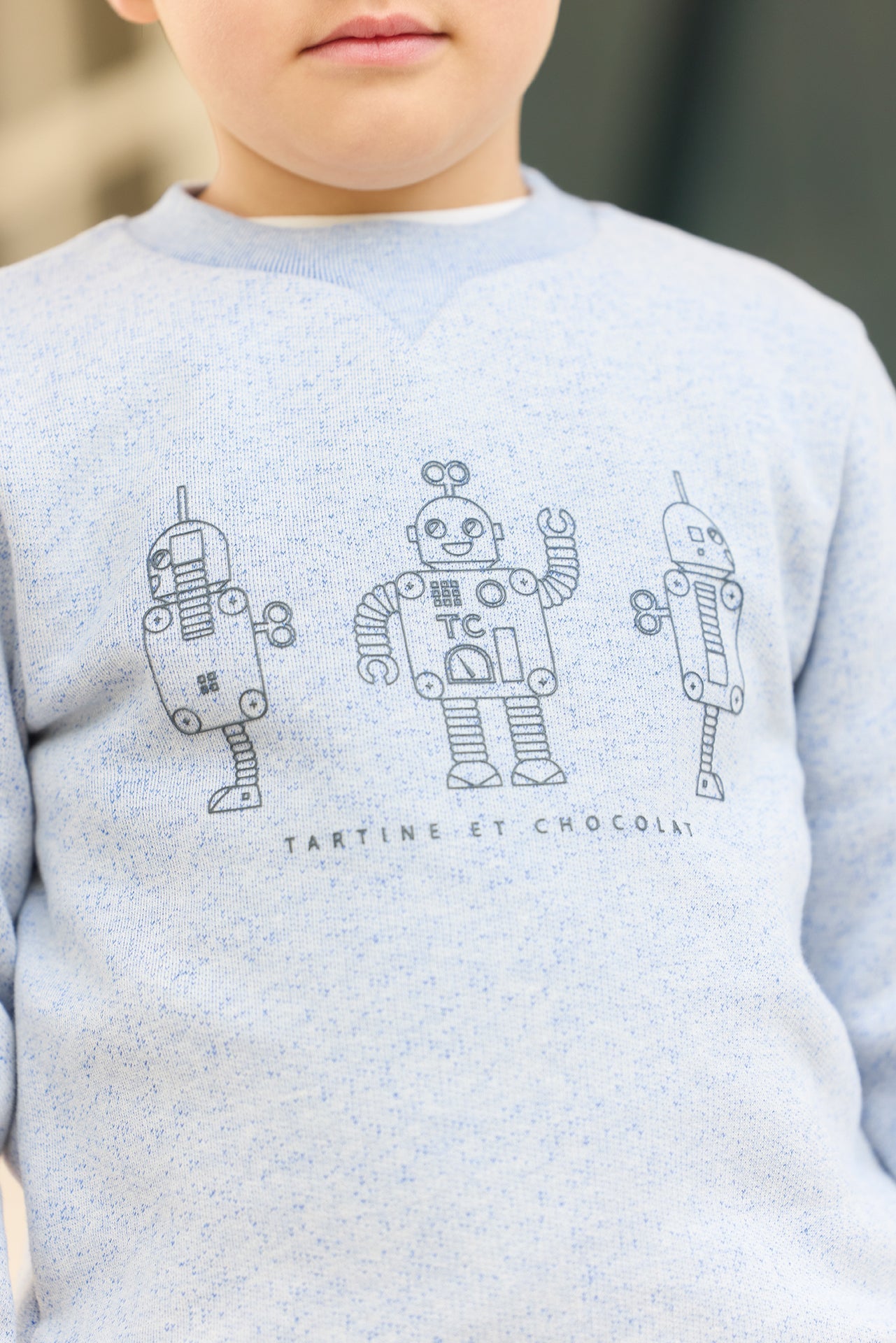Sweatshirt - Blue Greye Illustration robots