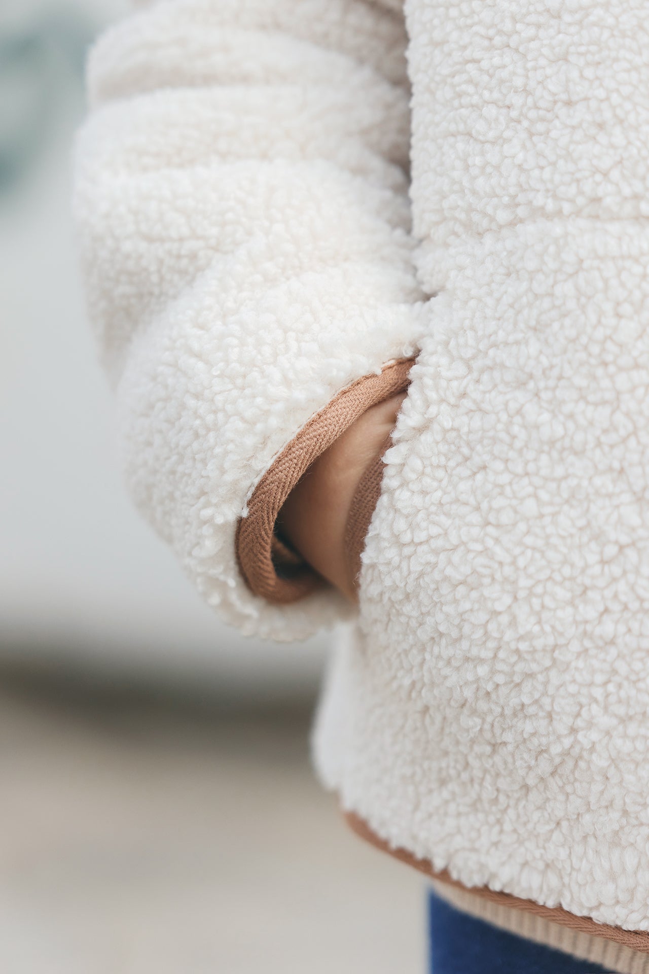 Cardigan - Beige Imitation Faux Fourrure Mouton