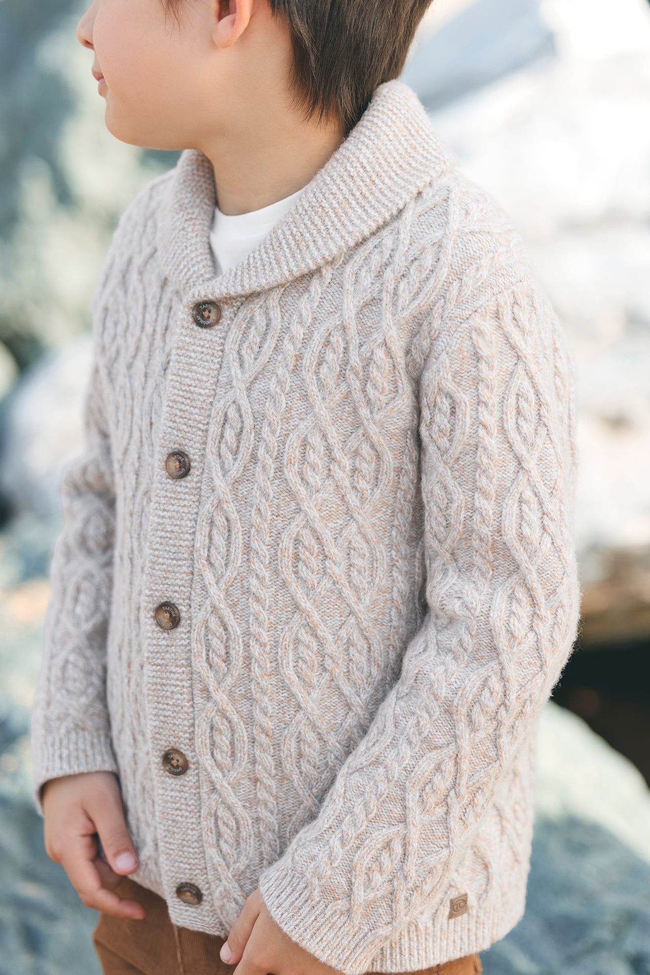 Ethan Grey Cable Knit Cardigan