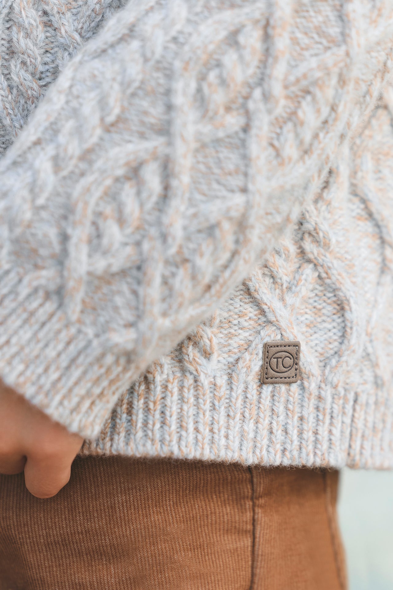 Ethan Grey Cable Knit Cardigan