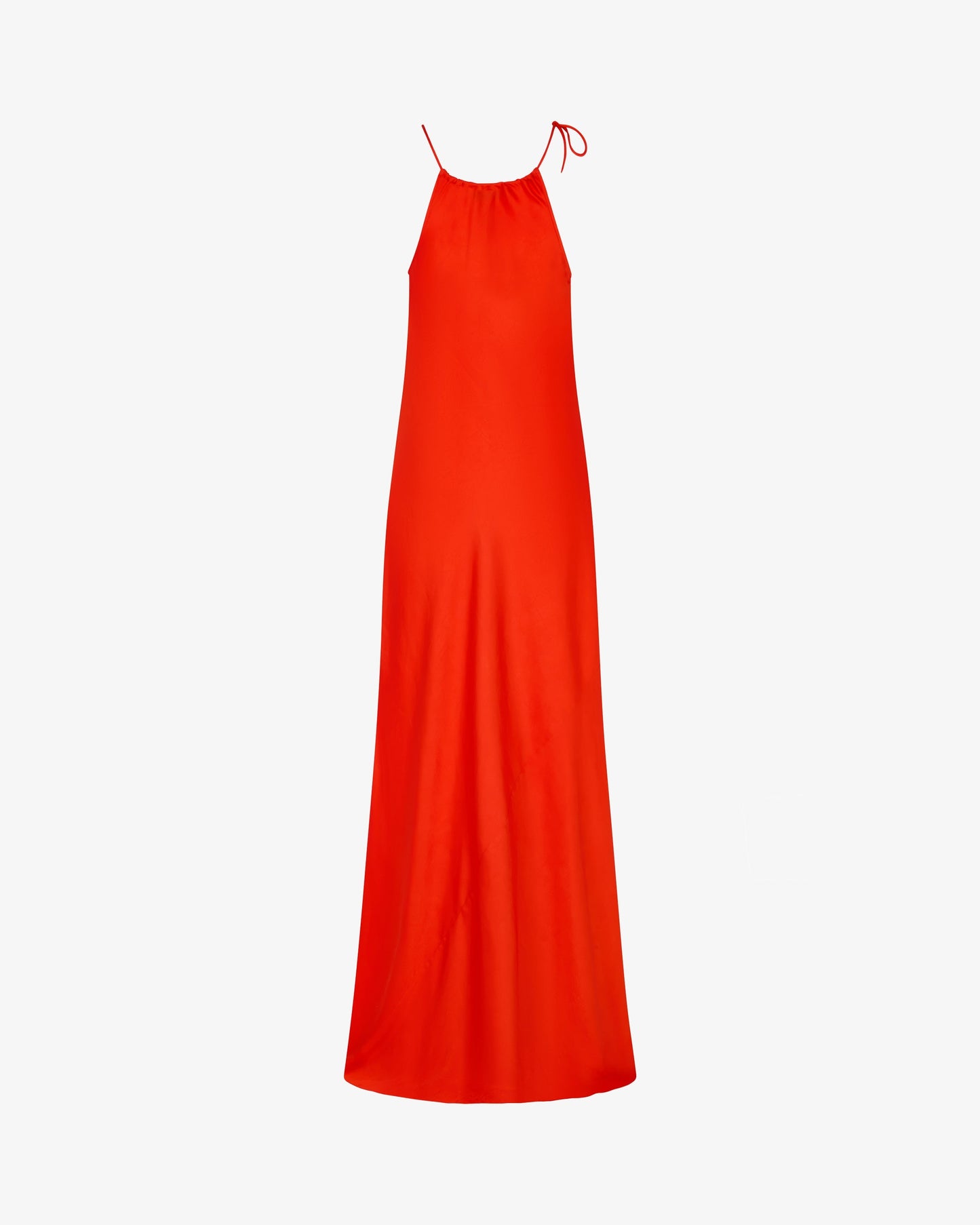 Gathered Neck Bias Dress - Bright Red