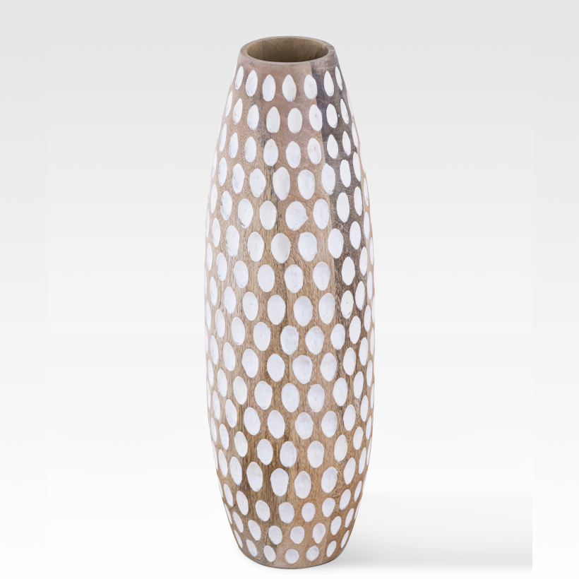 Serenia Hand-Carved Wooden Vase