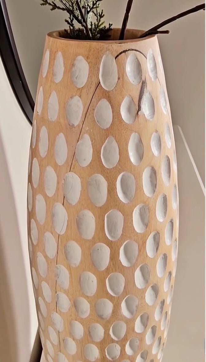 Serenia Hand-Carved Wooden Vase