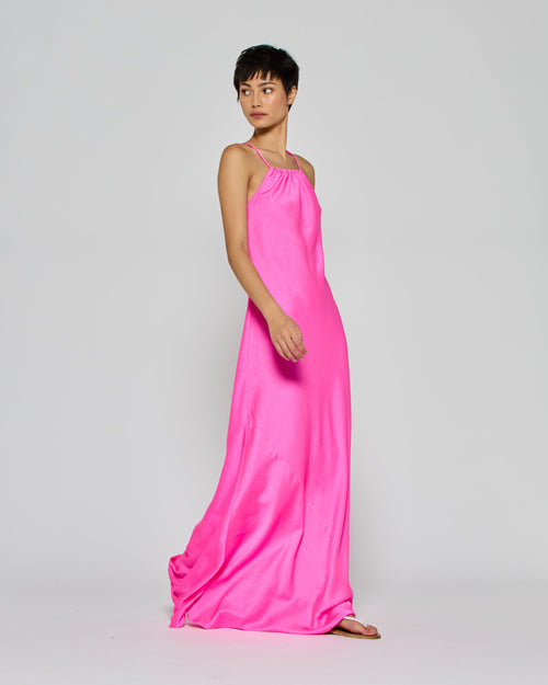 Fuchsia Gathered Maxi Dress