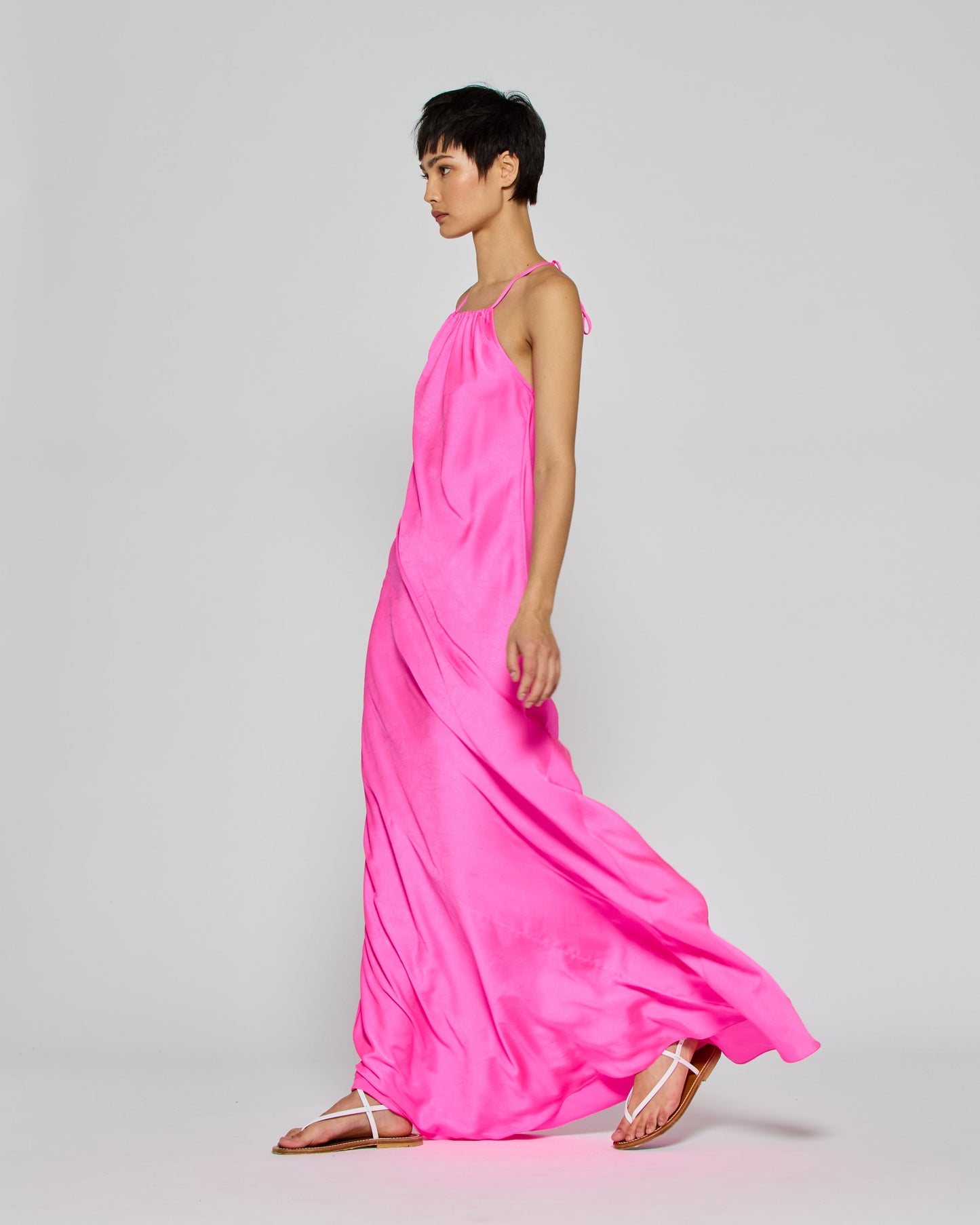 Fuchsia Gathered Maxi Dress