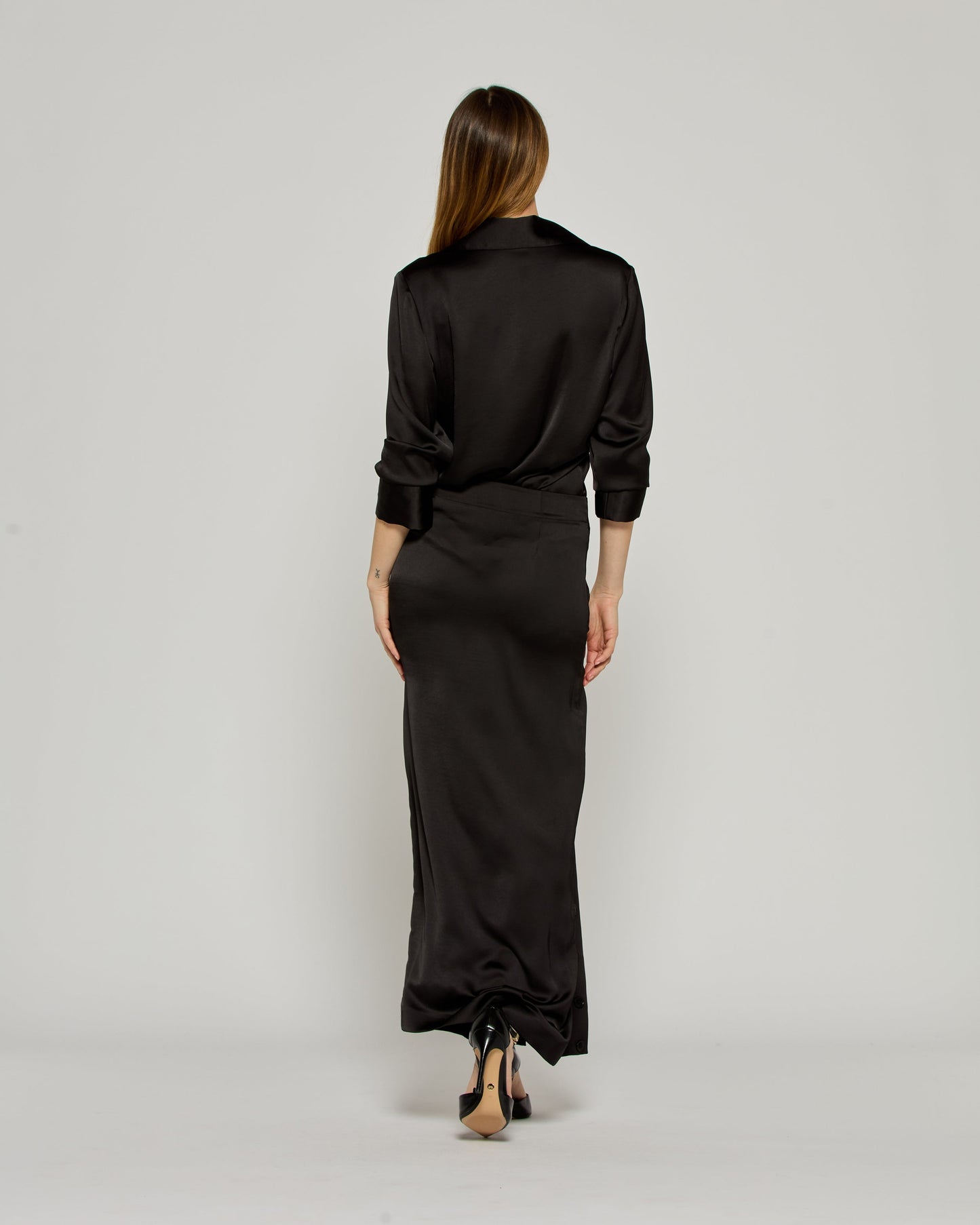 Noir Button Midi Skirt