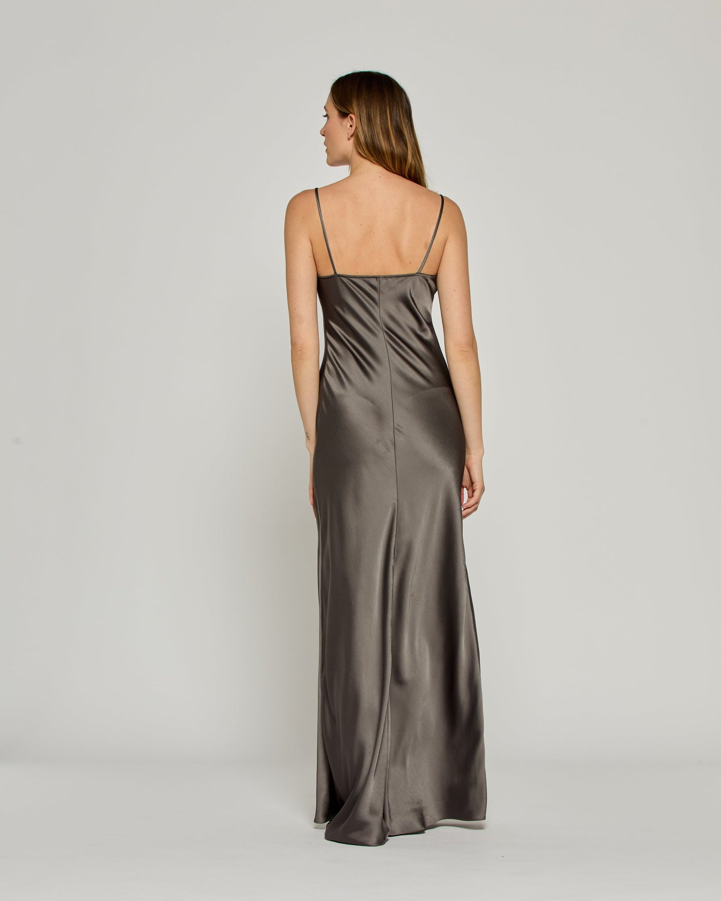 Charcoal Satin Slip Dress