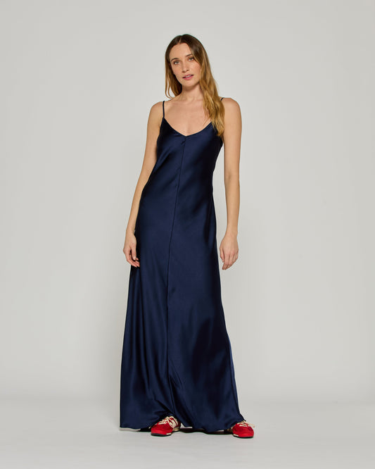 Midnight Satin Slip Dress