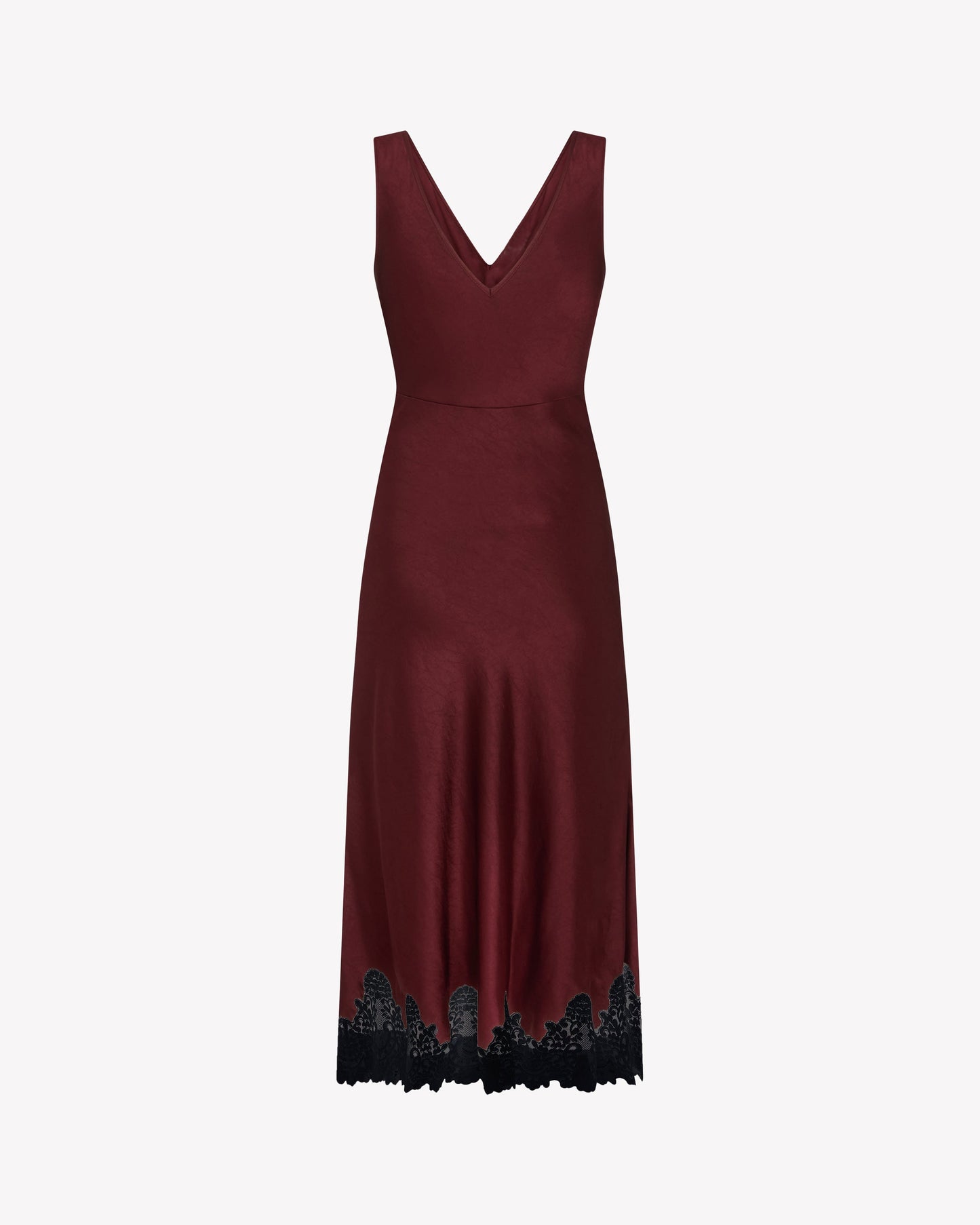 Bordeaux Satin Midi Dress