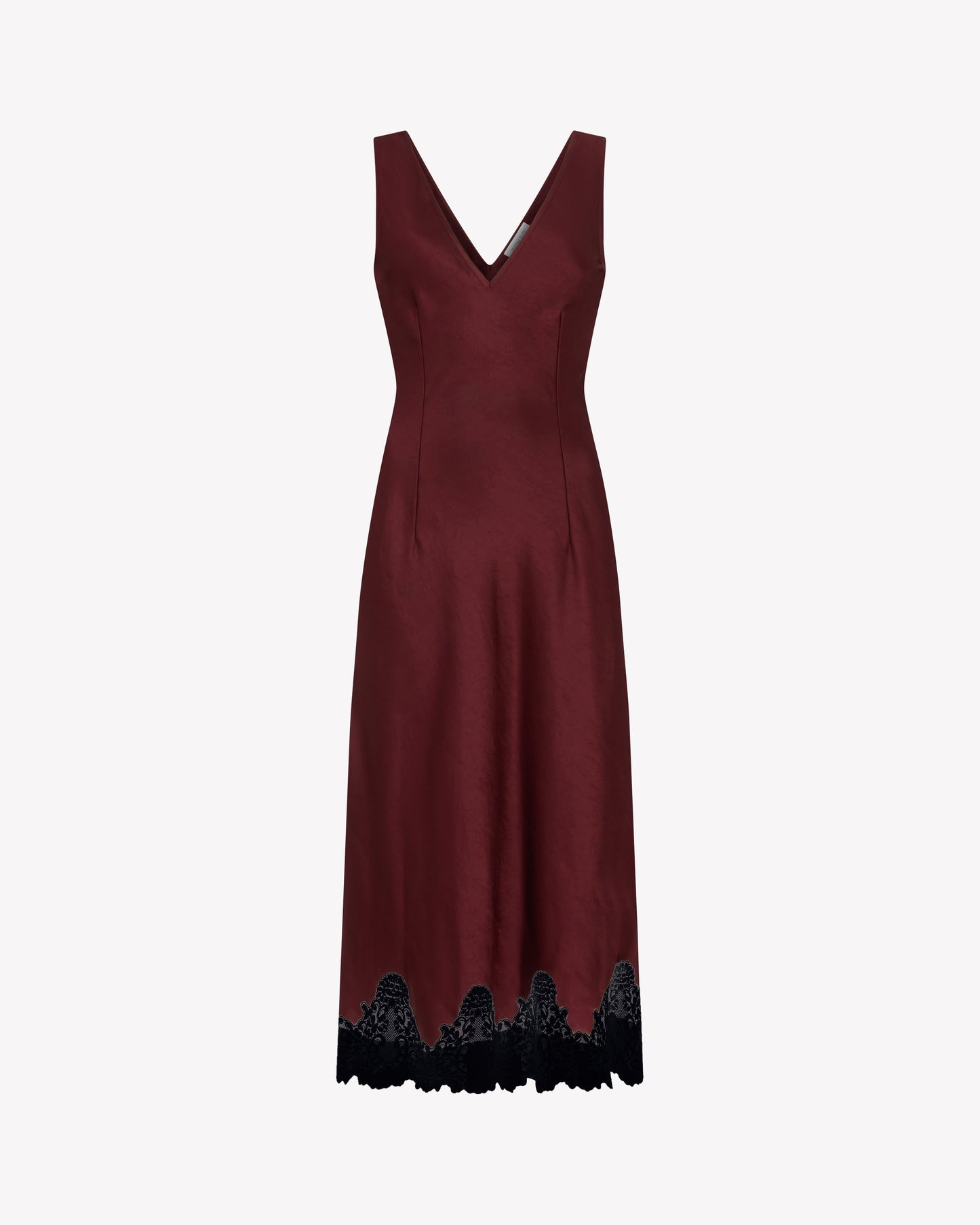 Bordeaux Satin Midi Dress