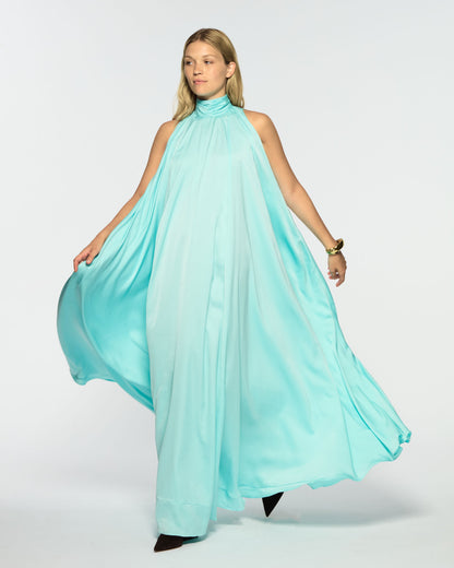 Aqua Draped Maxi Dress