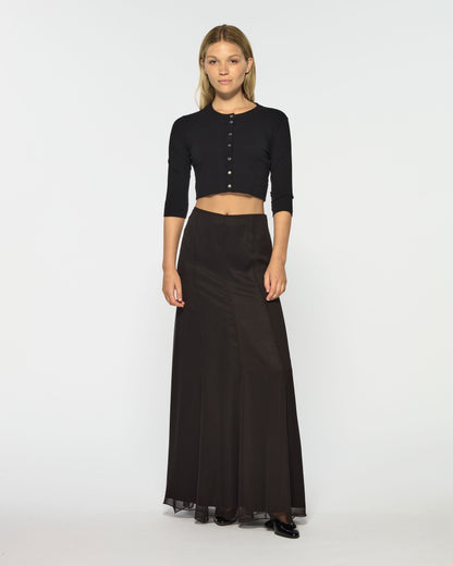 Valeria Silk Georgette Skirt – Black