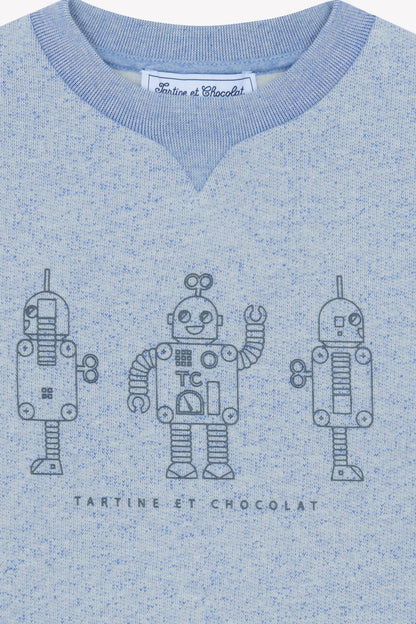 Sweatshirt - Blue Greye Illustration robots