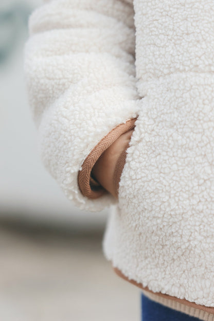 Cardigan - Beige Imitation Faux Fourrure Mouton