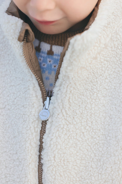 Cardigan - Beige Imitation Faux Fourrure Mouton