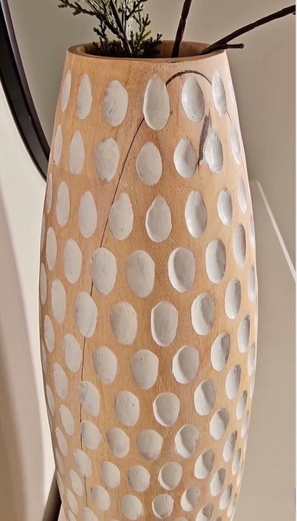 Serenia Hand-Carved Wooden Vase