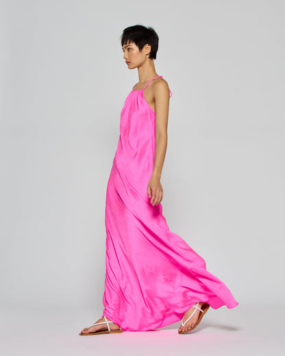 Fuchsia Gathered Maxi Dress