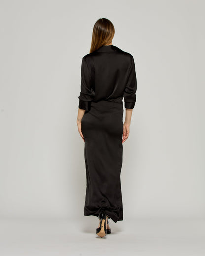 Noir Button Midi Skirt