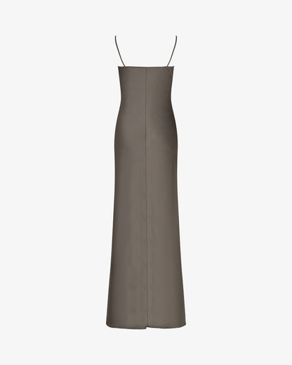Charcoal Satin Slip Dress