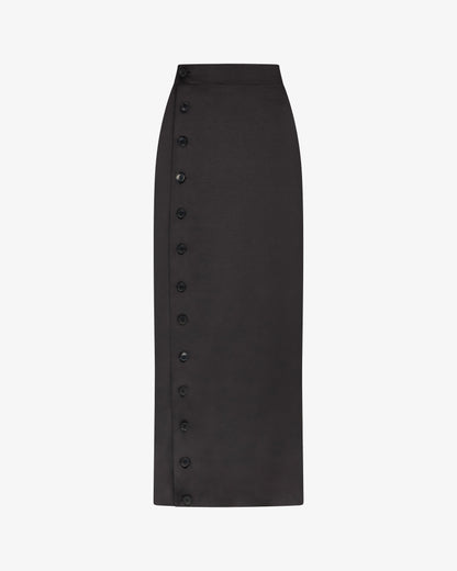 Noir Button Midi Skirt