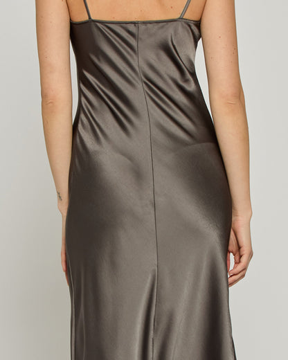 Charcoal Satin Slip Dress